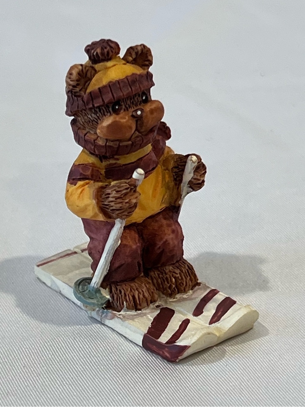 Vintage 1992 Teddy Bear Skier Mini Figurine